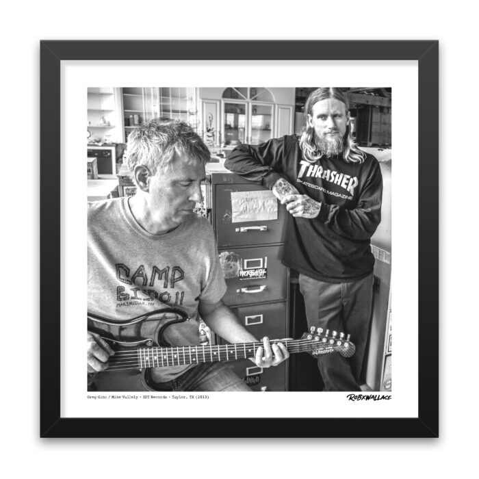 Close up look at an 18x18 square framed alternative music print isolating Greg Ginn and Mike Vallely during the 2013 Good For You recording sessions.