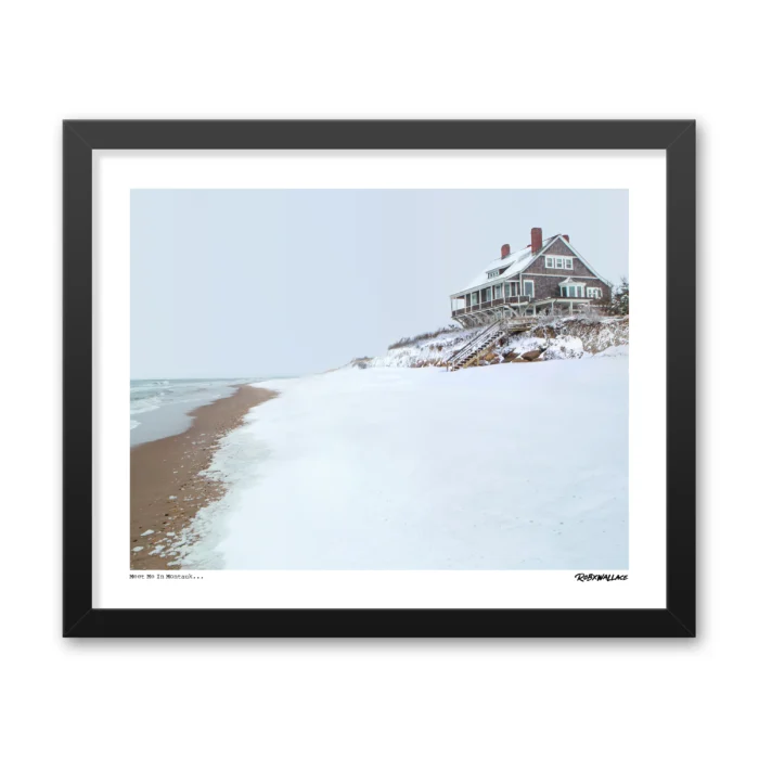 16X20 framed film location photo print by Rob Wallace the actual snow-covered winter beach house from the climax of Eternal Sunshine of the Spotless Mind.