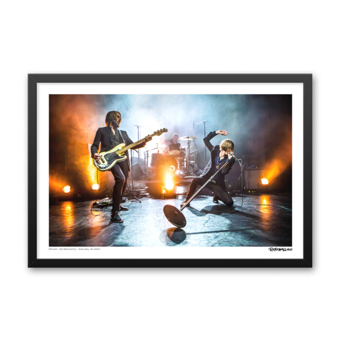 Detailed view of a 20x30 wide framed music poster print showcasing post-hardcore pioneers Refused during their 2015 Freedom tour.