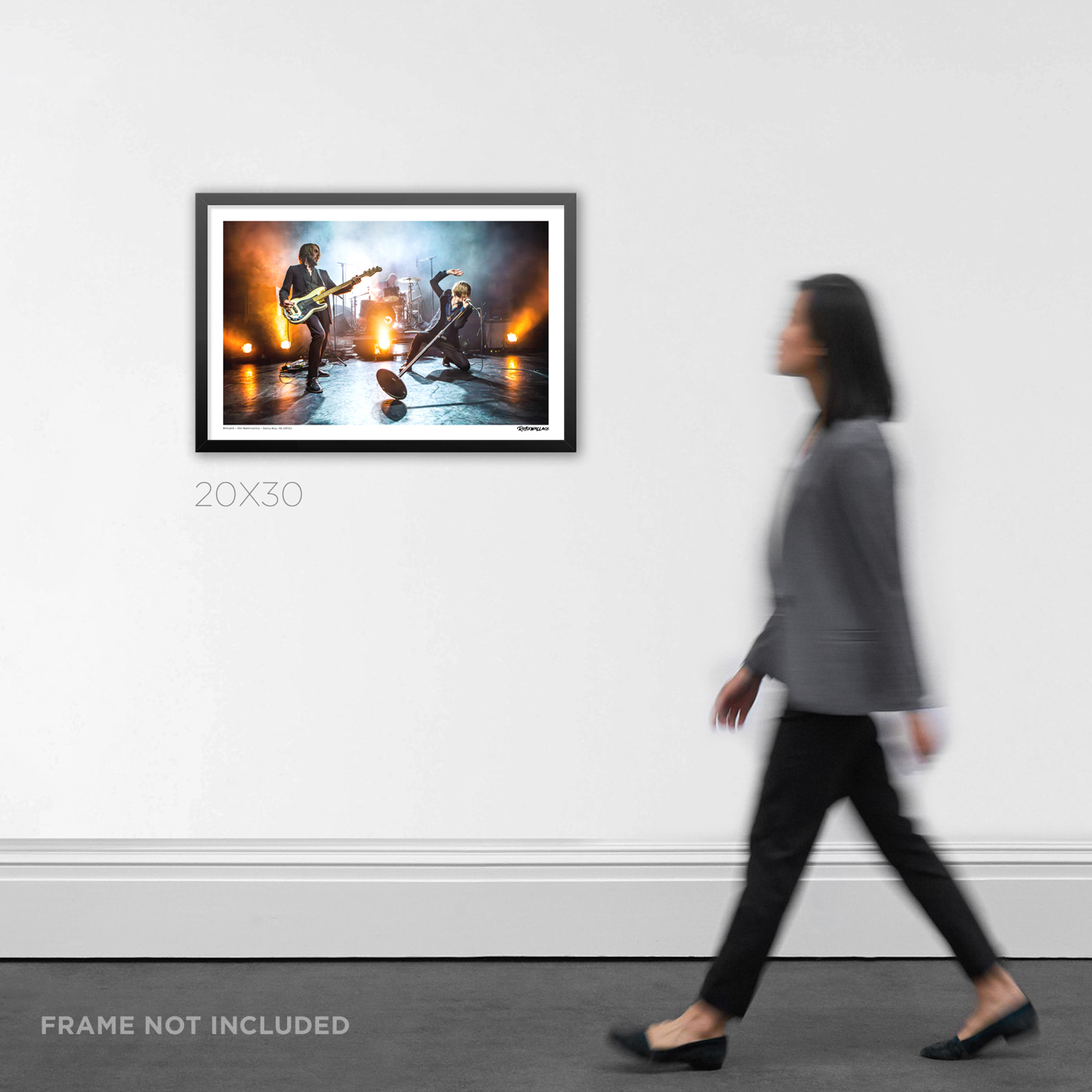 20x30 wide framed punk Graphic Design book print featuring Refused live on stage, displayed on a clean gallery wall for product scale.