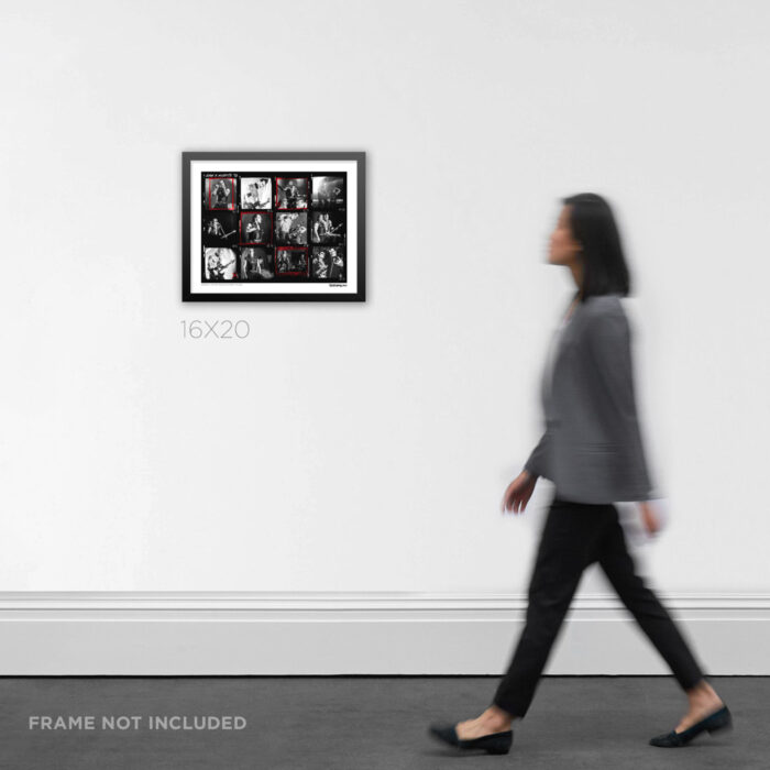 16x20 wide framed alternative rock concert contact sheet Graphic Design print by RobxWallace, displayed in a modern interior layout to show product scale.