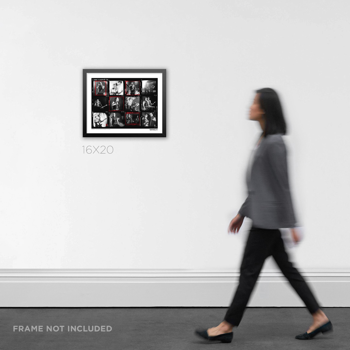 16x20 wide framed alternative rock concert contact sheet Graphic Design print by RobxWallace, displayed in a modern interior layout to show product scale.