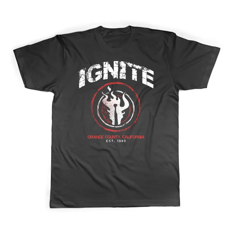 Ignite band members performing live on European tour with crowd singing along at packed punk rock venue