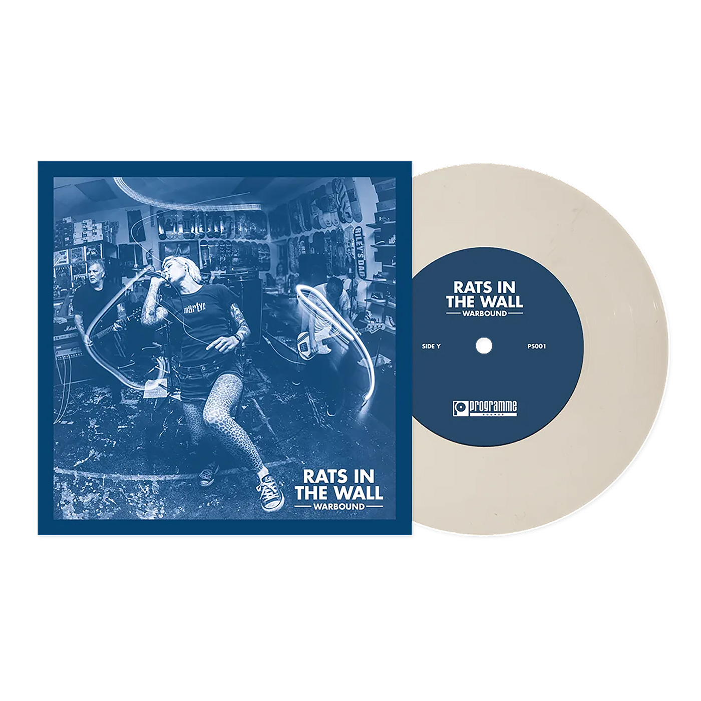7-Inch vinyl record jacket layout and sleeve packaging design for the hardcore punk band Rats In The Wall on Indecision Records.