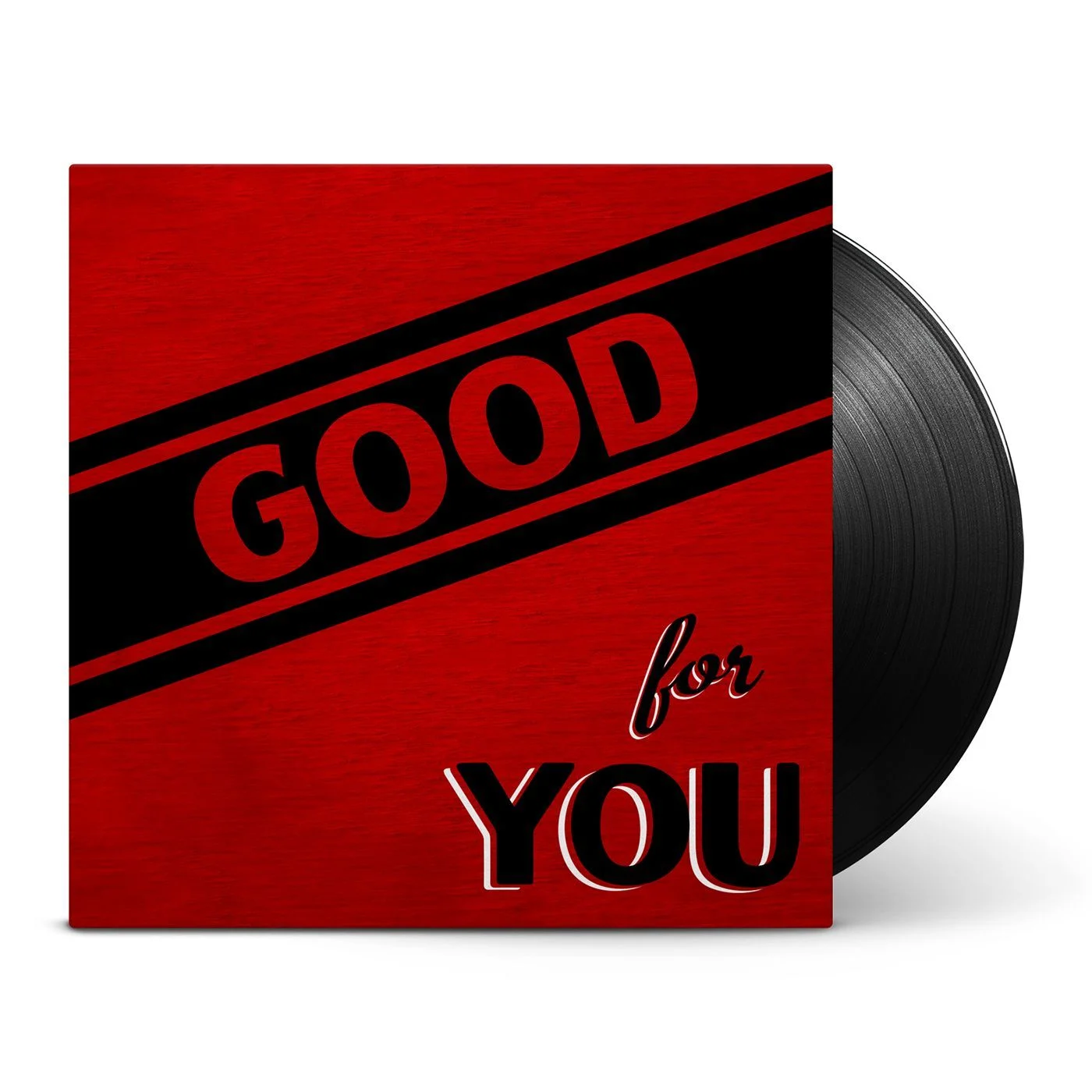Printed vinyl record packaging layout design portfolio mockup by RobxWallace for the punk rock band Good For You.