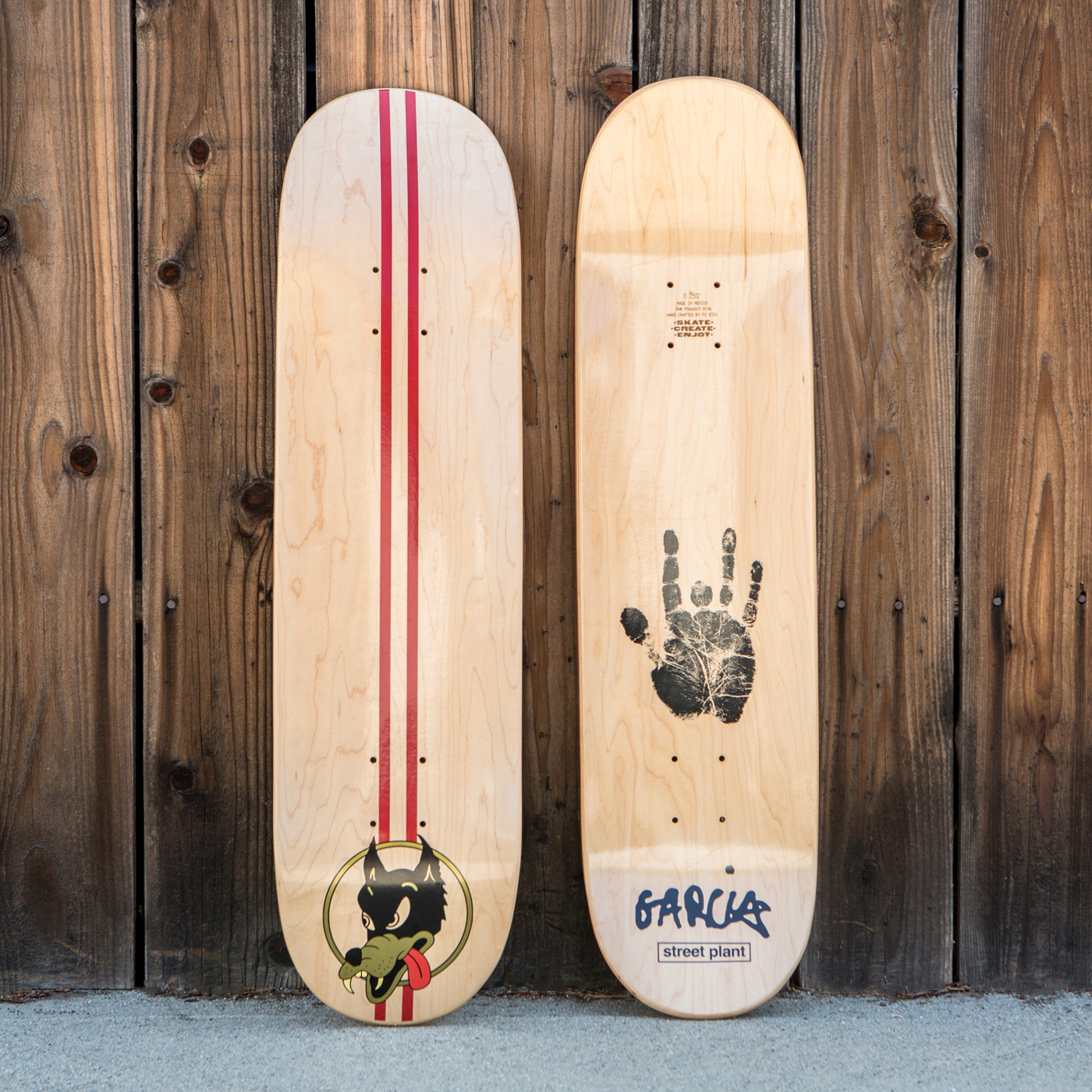 Custom popsicle skateboard deck layouts designed by RobxWallace for the official Jerry Garcia x Street Plant collaboration, featuring the Garcia handprint logo.