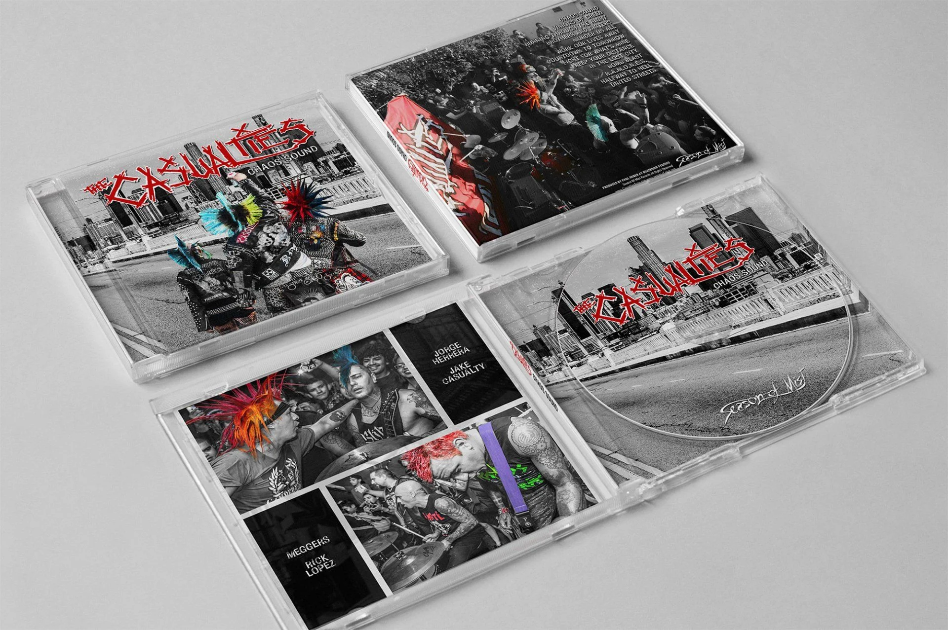 Compact disc packaging and layout design portfolio asset by RobxWallace for The Casualties Chaos Sound album.