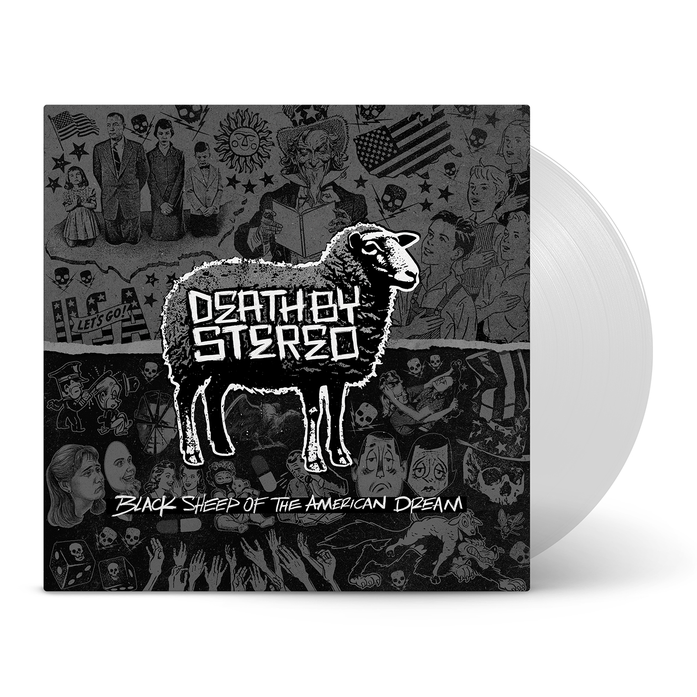 Album layout cover illustration mockup for Death By Stereo Black Sheep of the American Dream release portfolio.