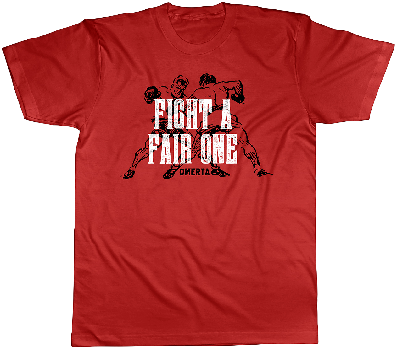 Omerta hardcore band graphic t shirt design featuring the Fight A Fair One band merchandise clothing artwork.